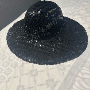 Adolfo II Sparkling Black Sequin Hat 100% wool